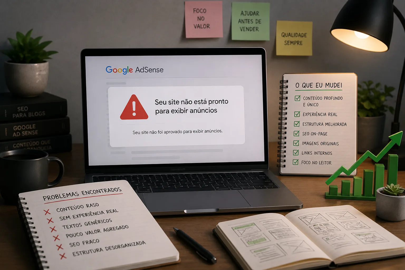 Meu blog foi reprovado no AdSense por conteúdo raso gerado por IA: o que eu mudei
