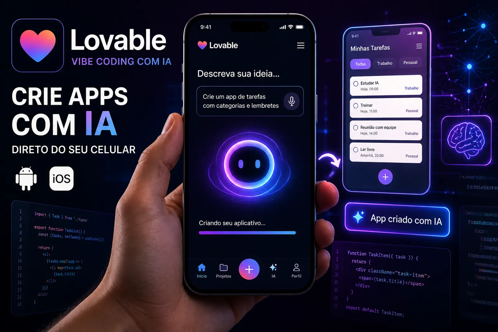 Lovable lança app mobile: Vibe coding cgora no seu celular